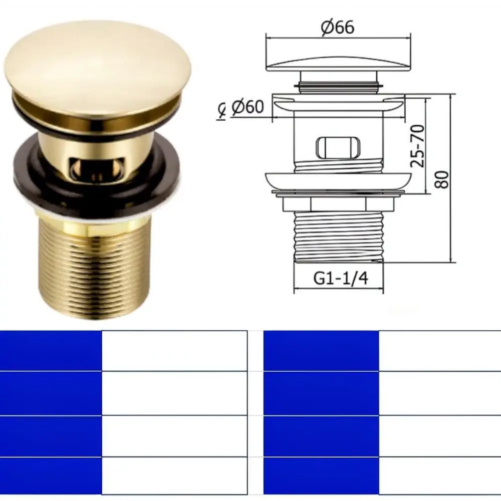 Universal Bathroom Sink Pop Up Drain Stopper Stainless Steel Basin Waste Fitting 1 1 4 Inch Threaded Overflow System