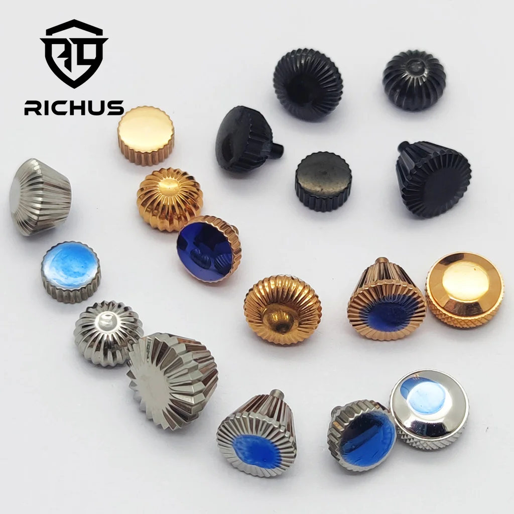 RICHUS ETA6497 Crown Silver/black/rose gold Stainless Steel Crown Fit ETA6497 6498 ST3600 Movement Watch Accessories