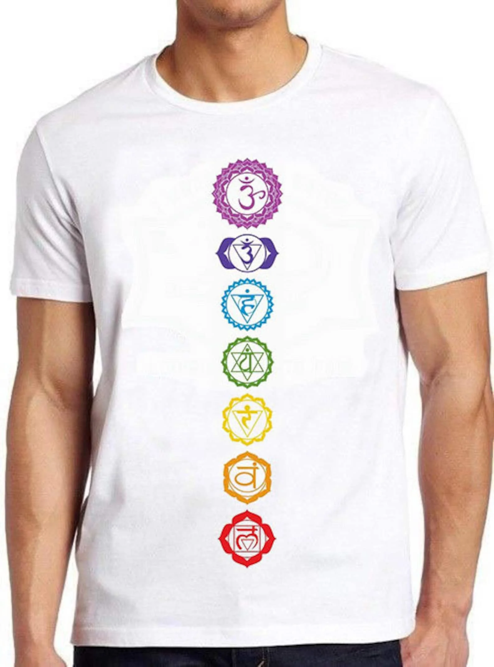 7 Chakras T Shirt Spiritual Meditation Zen Om Buddhism Energy Cool Gift Tee 867