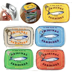 Borsa da viaggio da bagno in stile sardine in scatola Borsa da toilette carina Creativa portatile con cerniera alla moda multifunzione per le vacanze del fine settimana