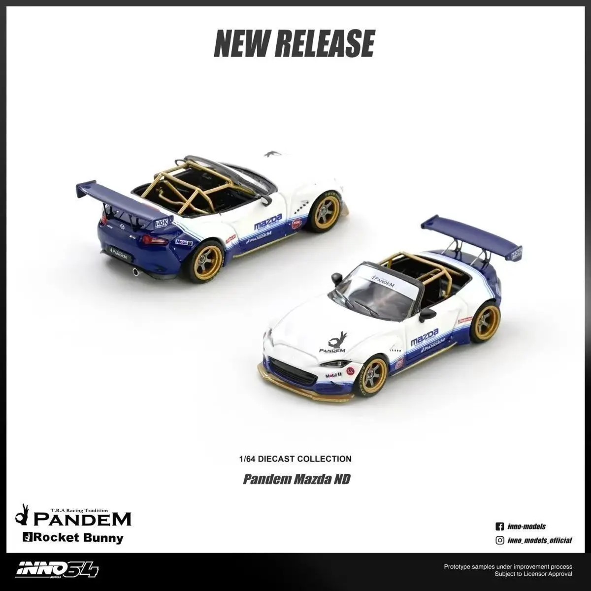 Diecast INNO 1:64 Scale Mazda MX-5 ND Rocket Rabbit Pandem Alloy Car Model