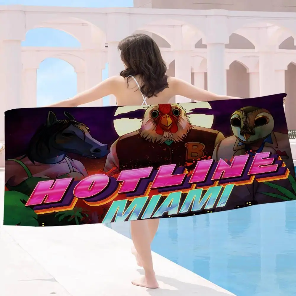 popular classic Game H-Hotline miami Anime Beach Swimming Towel Soft Absorbent Washcloth Children's Gifts for Kids Travel