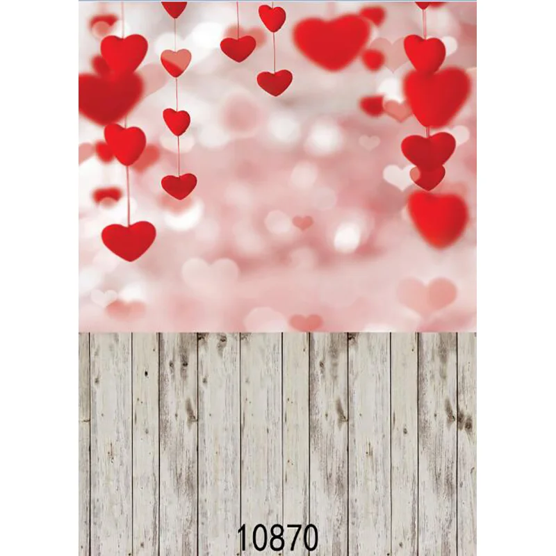 SHENGYONGBAO Art Fabric Valentine Day Photography Backdrops Prop Love Heart Rose Wooden Floor Photo Studio Background  QQ-01