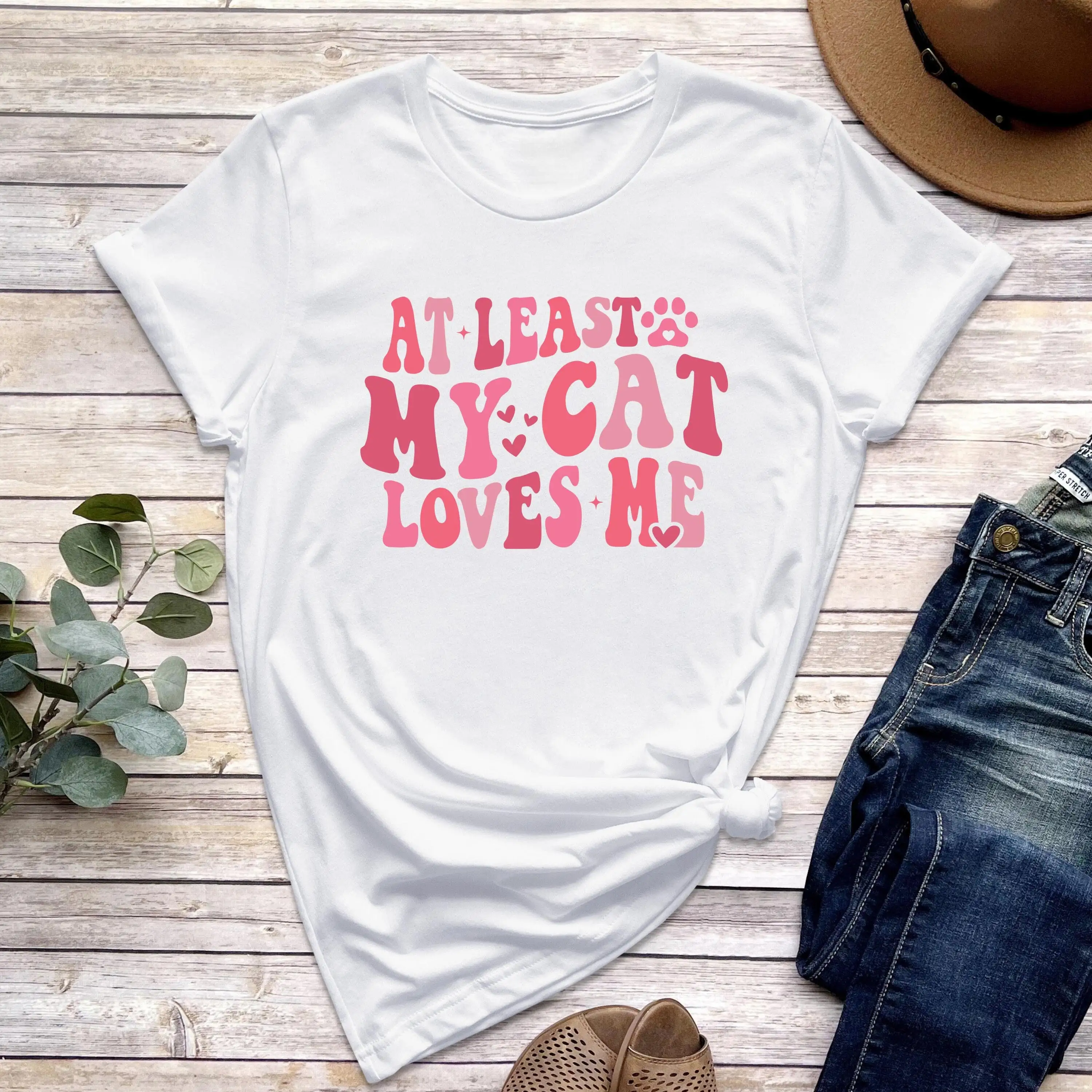 At Least My Cat Loves Me T Shirt Funny Valentine'S Day Single Valentine Lover Cute Animal