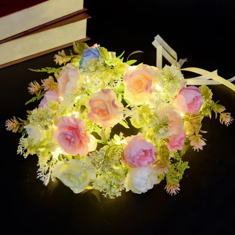 Boho Beach Holiday Wreath Headband Artificial Flower Crown Garland Wedding Headpiece
