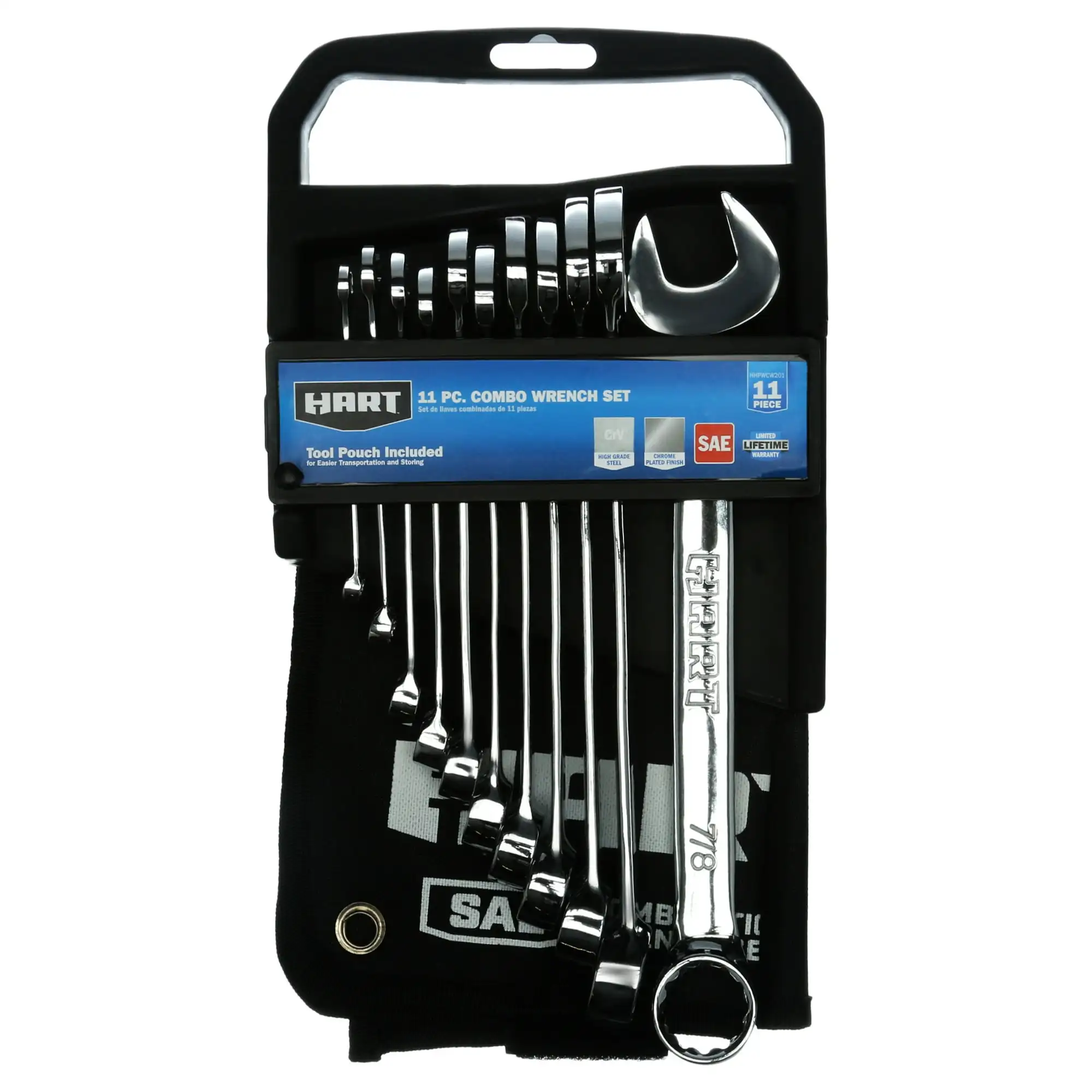 

HART 11-Piece SAE Combination Wrench Set with Tool Pouch, Chrome Vanadium