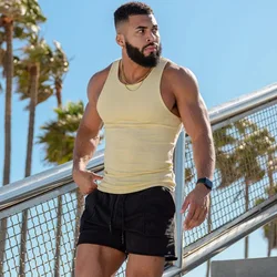 Spring Summer Knit Ice Silk Ribbed Fitness Sports Casual Slim-fit Men's Vest Men's I-line Muscle Vest Cotton Men