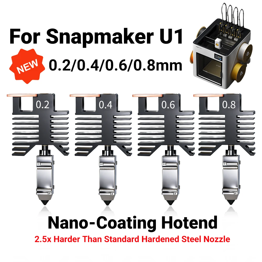 Upgraded Hotend For Snapmaker U1 0.2/0.4/0.6/0.8mm Full Assembled Hotend Plug Play Ceramic Block Kit SnapmakerU1 3d Pirnter