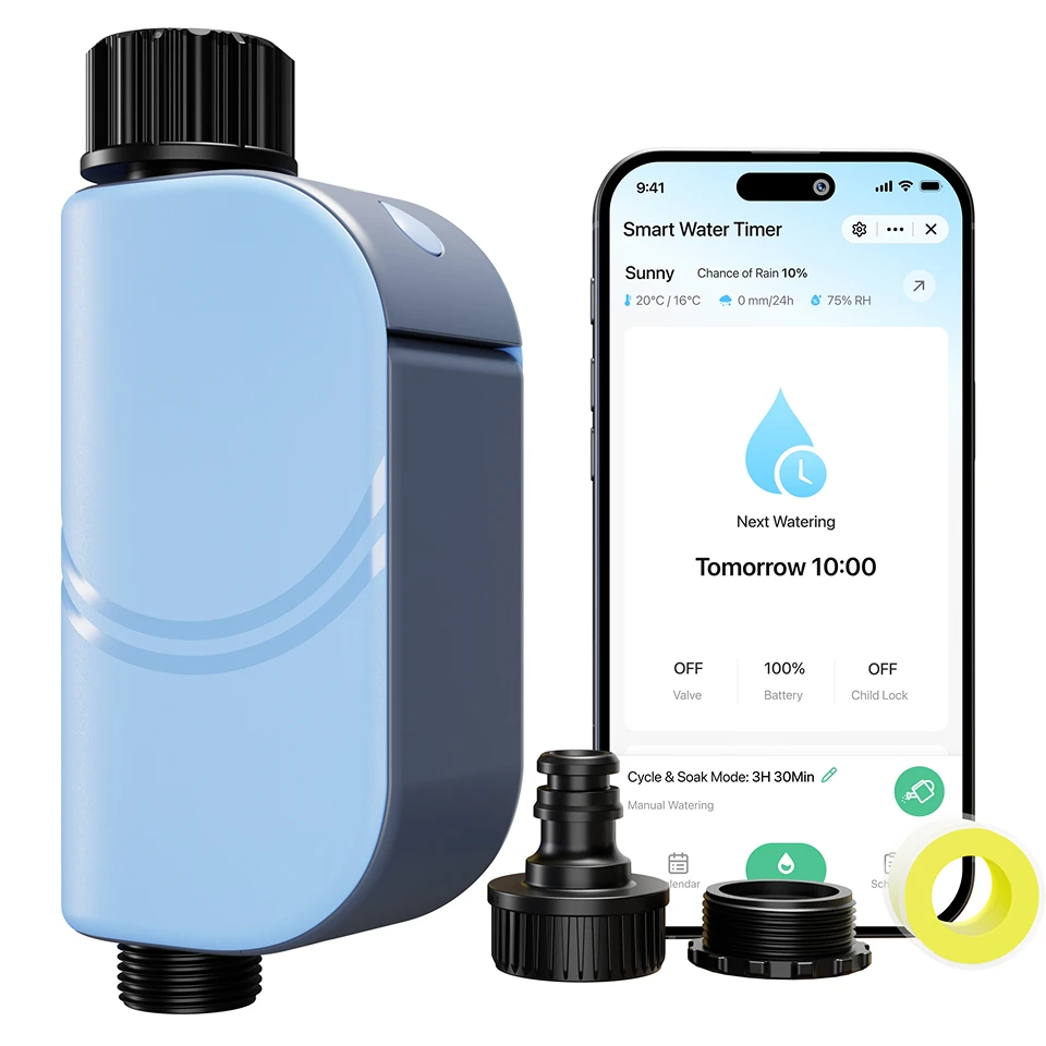 Smarter WLAN-Gartenbewässerungstimer Tuya Automatischer Sprinkler-Timer mit WLAN-Außenbewässerungssteuerung Tropfprogrammierer Bewässerungssystem Unterstützt Smart Life APP Fernbedienung und Sprachsteuerung Alexa Google Home