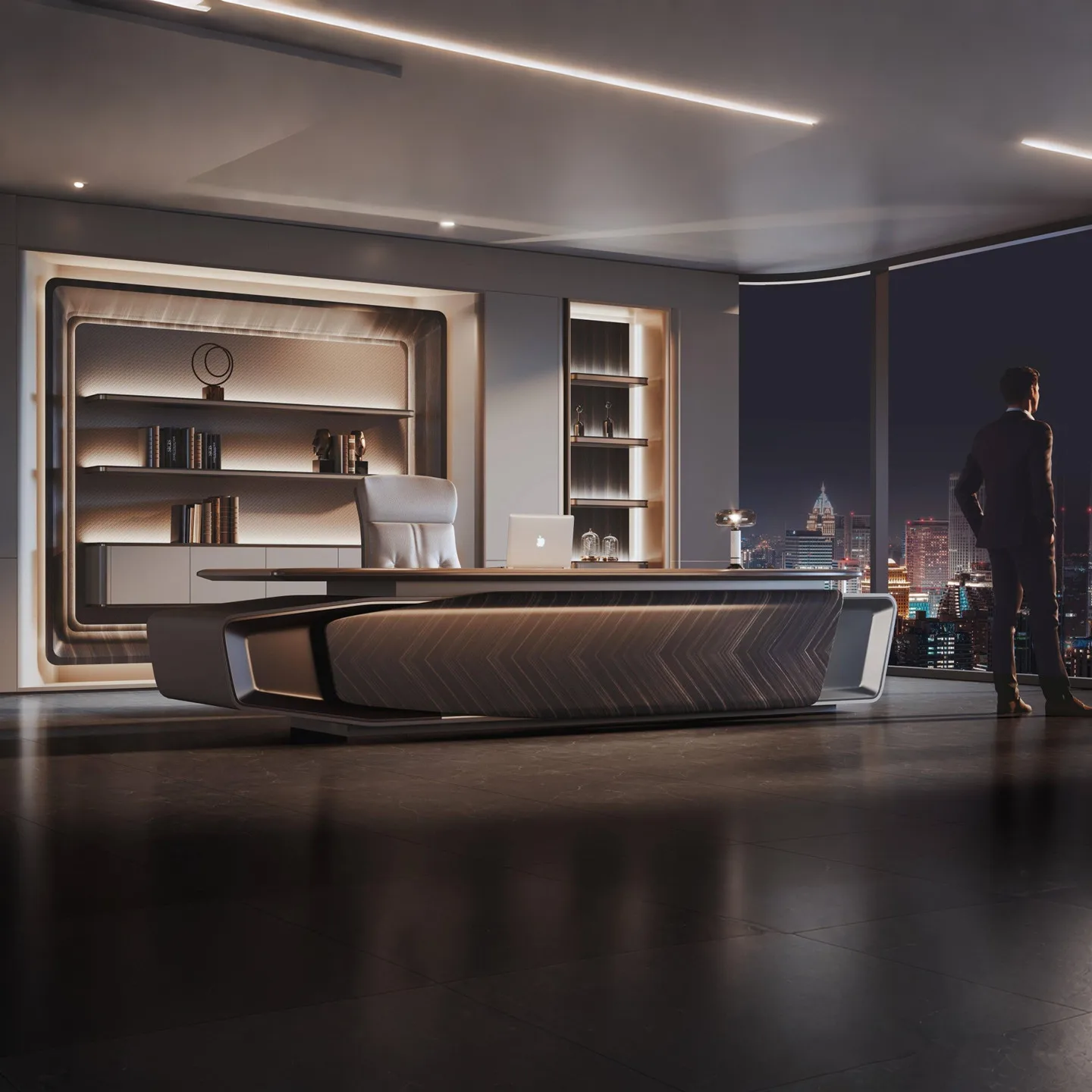 IY* Creative High-End Luxury Modern Italian Custom Boss/CEO Desk Durable MDF Construction Modular Design File Drawer Office Wood
