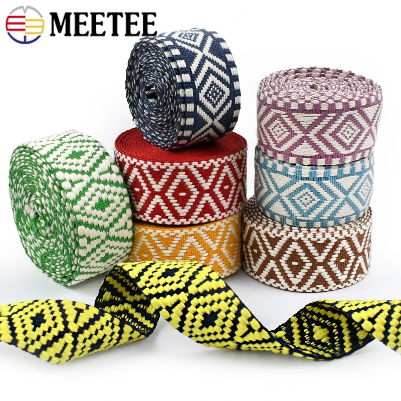 

2/5/8/10M 38mm Jacquard Cotton Webbing Straps for Backpack Bag Strap Ribbon Band Garment Decor Bias Bands DIY Sewing Accessories