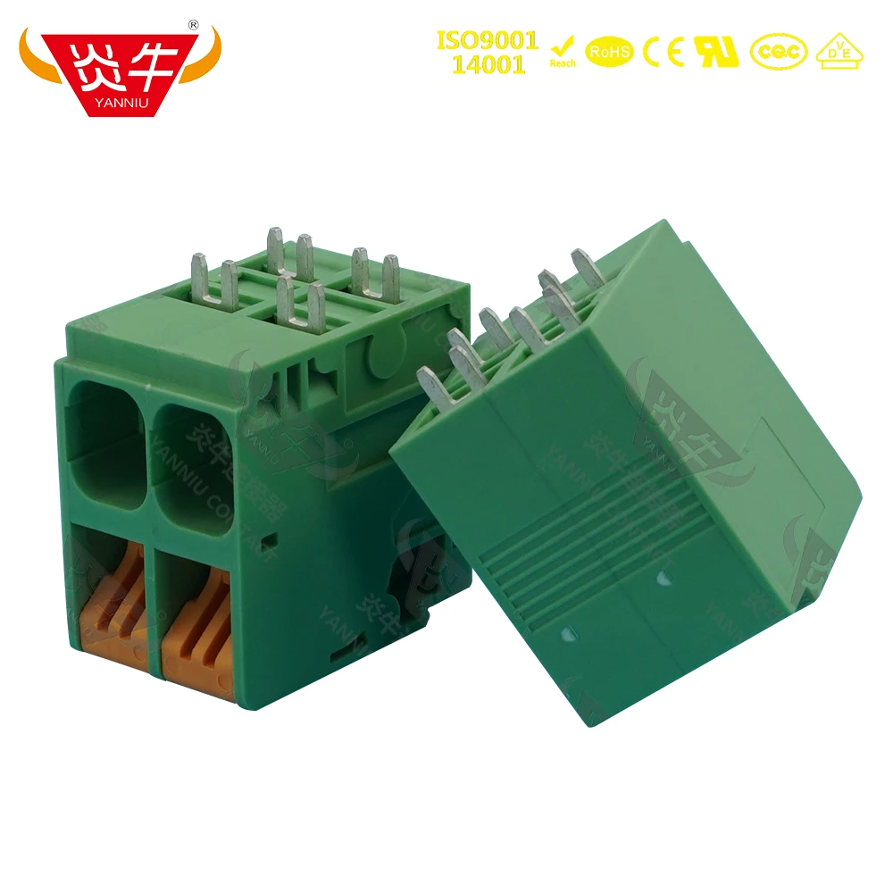 50Pcs KF207R 10.16 2P ~ 12P PCB SPRING TERMINAL BLOCKS  2PIN ~ 12PIN 70A 600V SPT 16 1 H 1735778 PHOENIX CONTACT DEGSON YANNIU