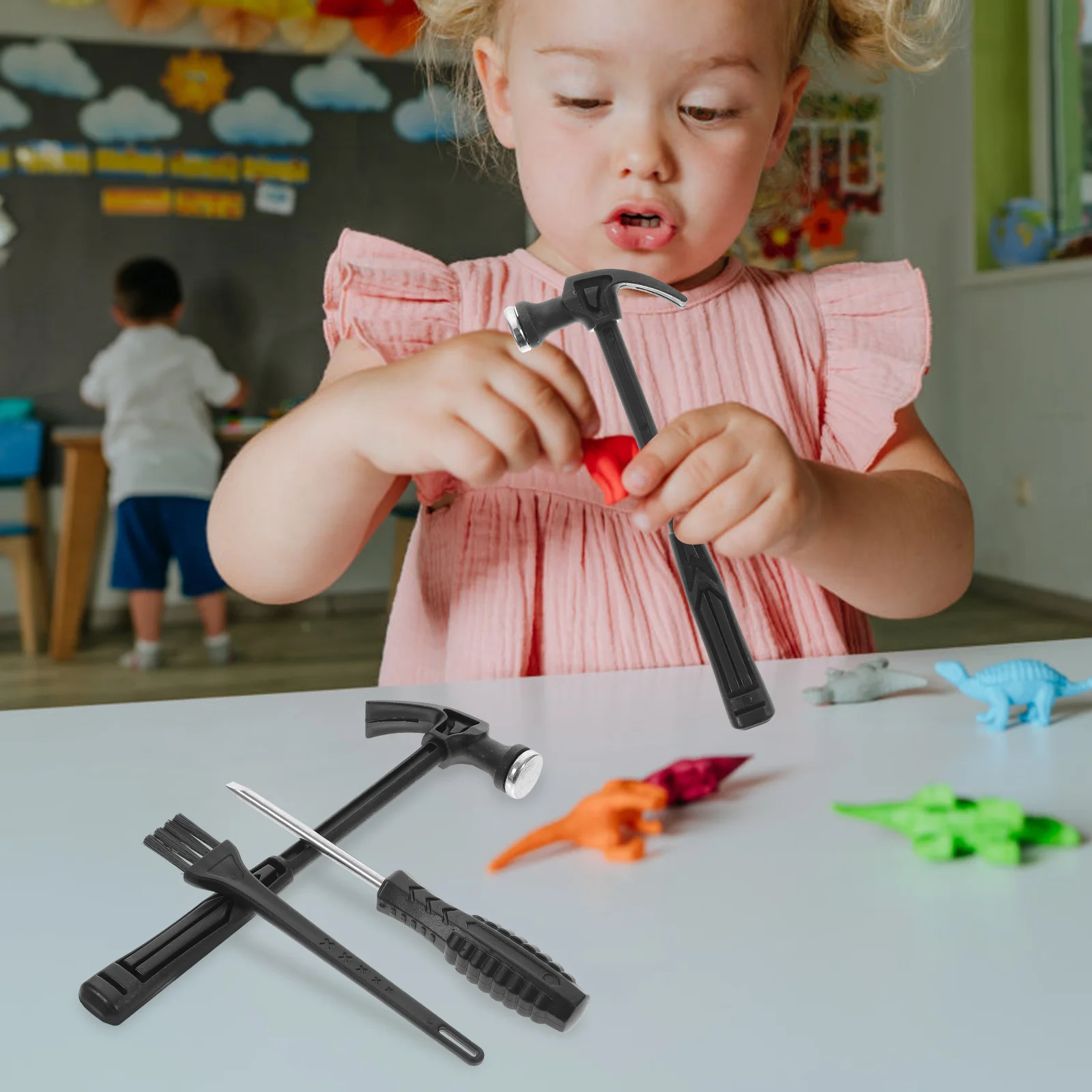 2 juegos de juguetes para niños, herramientas de excavación, Kit de piedras preciosas, martillo, cincel de plástico, Suite, aprendizaje para niños pequeños, cepillo pequeño negro