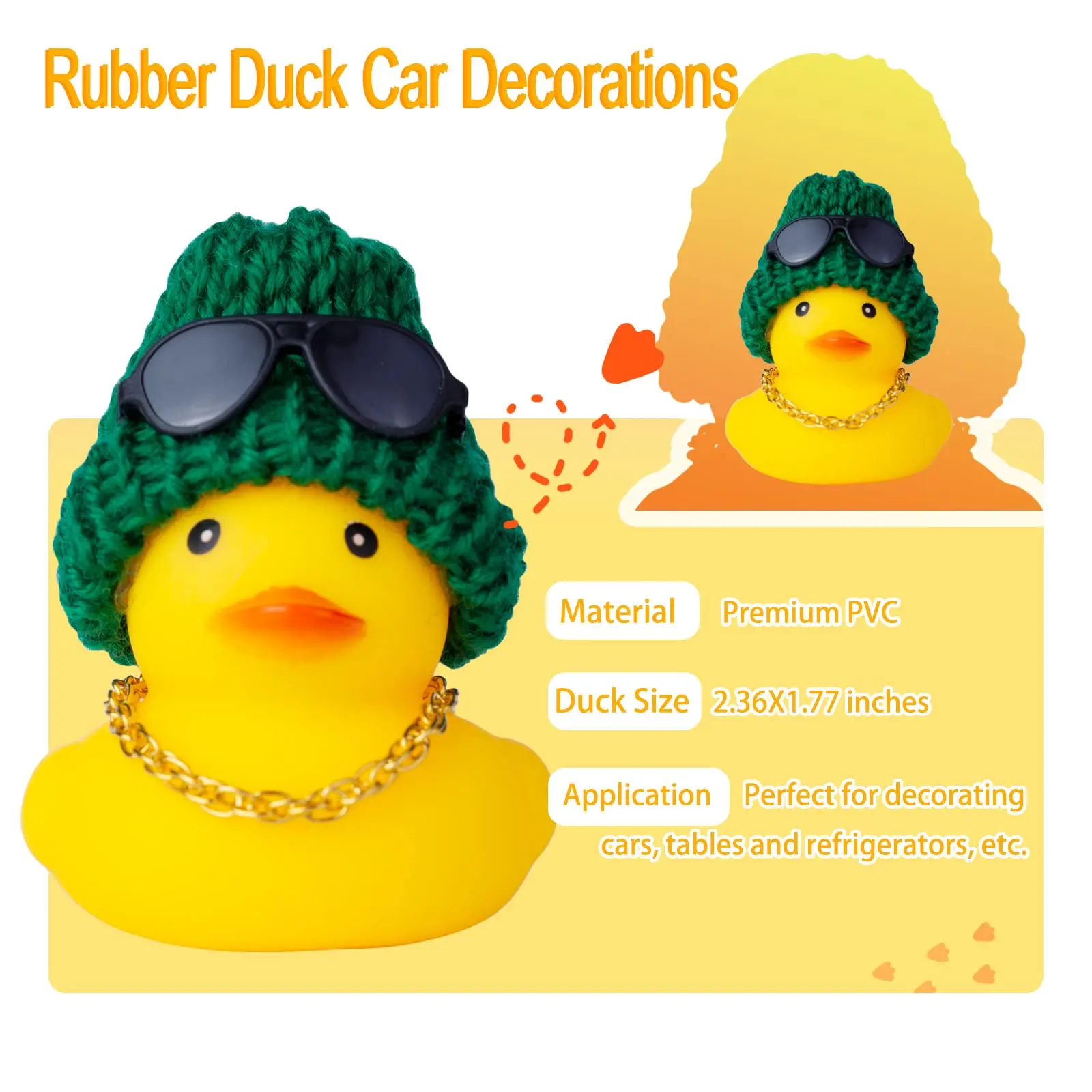 2 Set Car Duck Mini Car Dashboard Yellow Rubber Duckies Toy  Jeep Duck Party Favor Decoration Table Ornament  Car Accessory