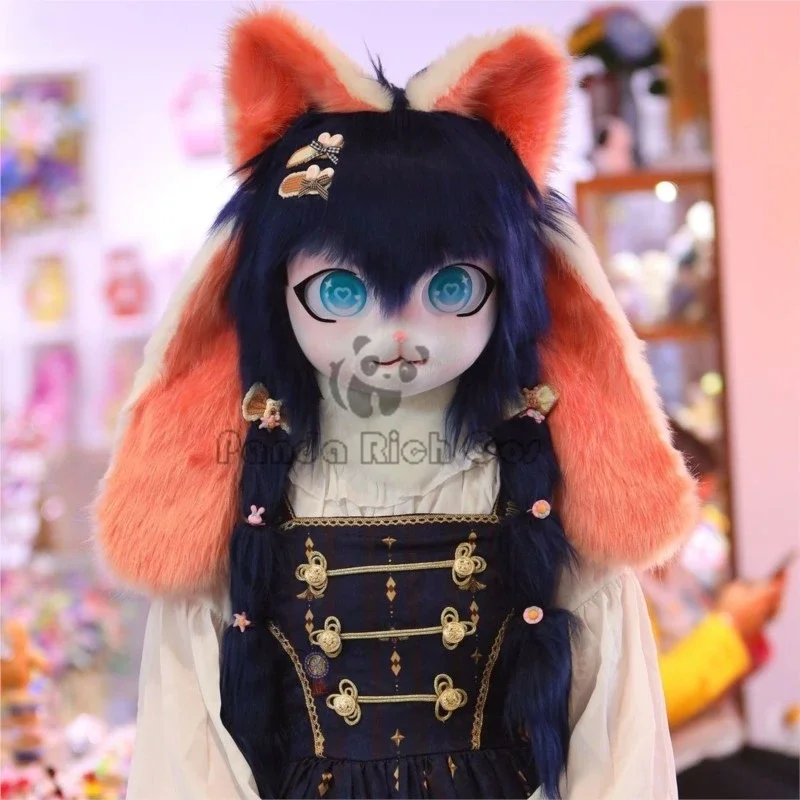 Fursuit Kigurumi mask cosplay furry costume sweet Lolita layer ear rabbit animal doll Kig promo head fursuit women cosplay costu