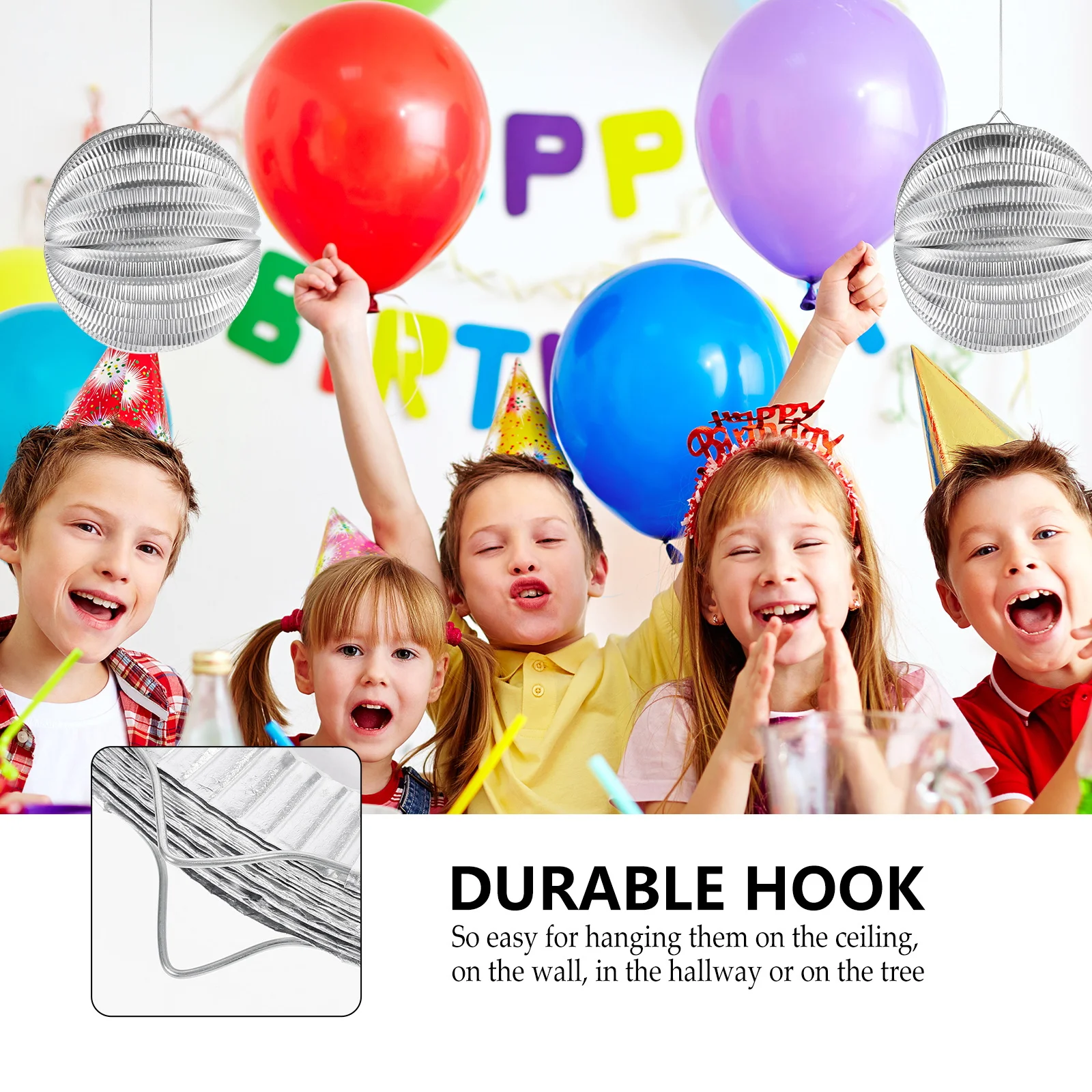 

2pcs Folding Ball Shaped Hanging Ornaments Christmas Wedding Party Decorations Party Layout Props Shopping Mall Ceiling Pendant