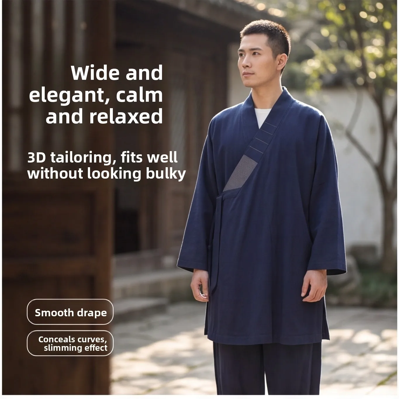 summer-thin-linen-cotton-monastic-robe-han-gua-no-tie-legs-out-family-monk-shirt-stage-performance-loose-fit-long-sleeve