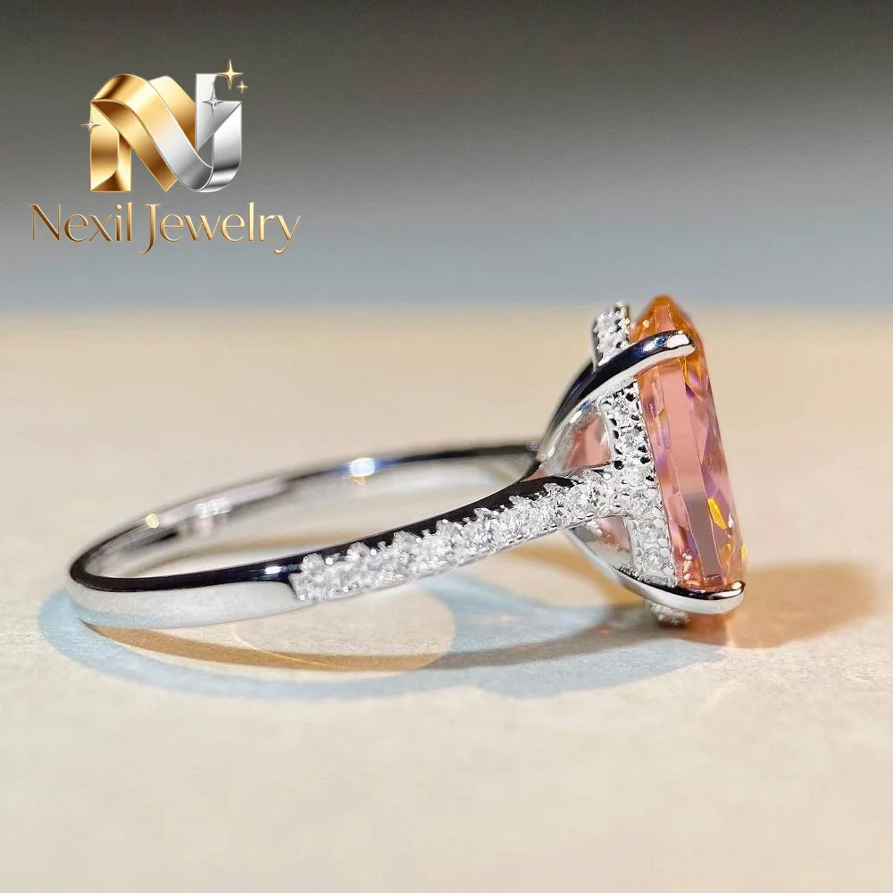 

Nexil Jewelry Luxury Solid Platinum PT950 Women's Light Pink Pigeon Egg 6 karat Diamond Ring