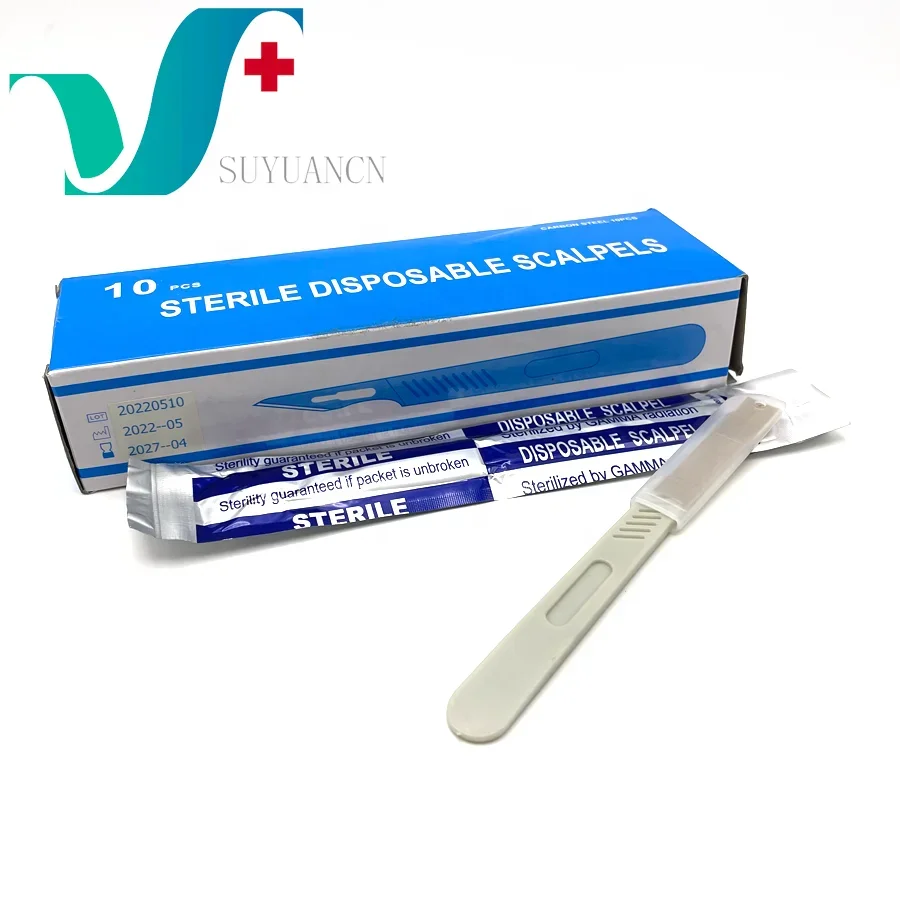 Sterilized Dermaplaning Stainless Steel Surgical 10r Blade With ABS Handle