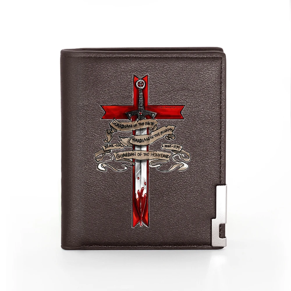 New arrivals Knights Templar design Mission Printing Pu Leather Wallet Men Women Billfold Credit Card Holders Short Purses