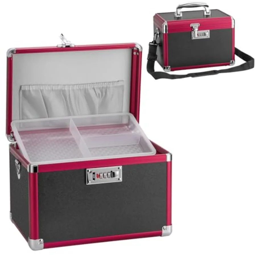 

Ящик для хранения медикаментов с кодовым замком - 13,4 x 7,6 x 8,2 дюйма - Сейф для первой помощи, контейнер для хранения лекарств и личных вещей