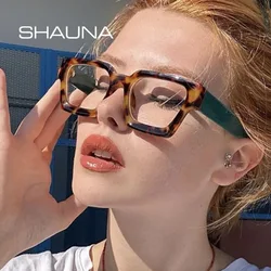 SHAUNA Retro Women Anti Blue Light Glasses Frame Fashion Men Square Optical Eyewear