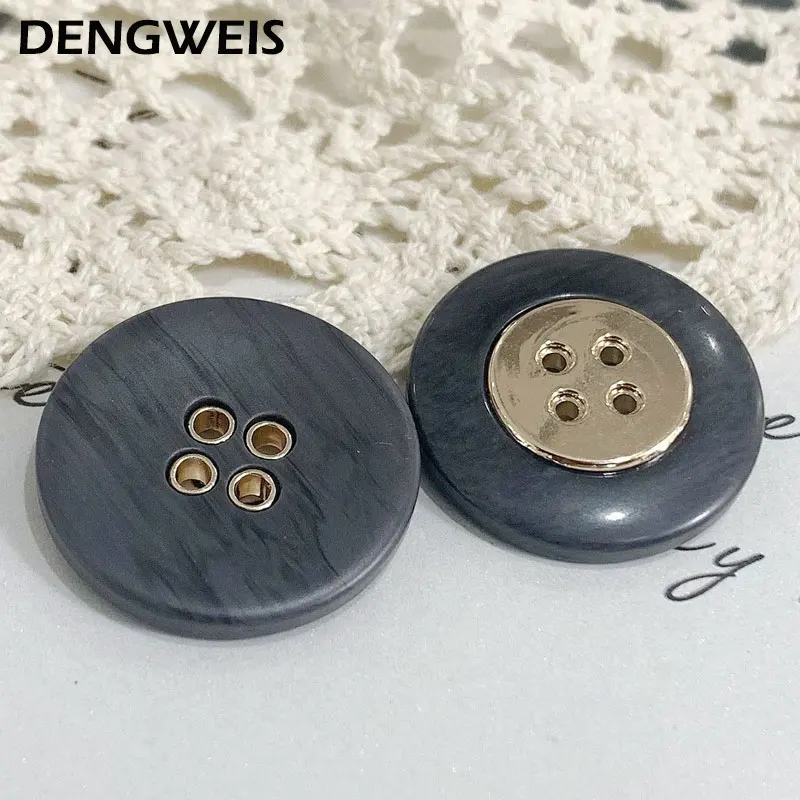 4-Holes Round Resin Metal Clothes Sewing Buttons Men and Women Coats Suit  Overcoat Cardigans High-Grade DIY Accessories Button