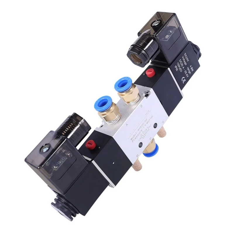 High Quality Solenoid Valve 220V Pneumatic 4V220-08 Air 5 way 2 Position 1/4" Coil Alloy Internal DC 12V DC 24V AC110V