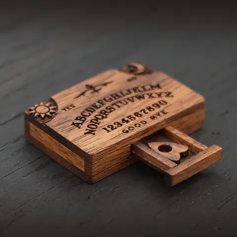 2Pcs Handcrafted Wooden Mini Ouija Board with Drawer - Perfect for Decor & Home Accents,  Wall Decoration Items