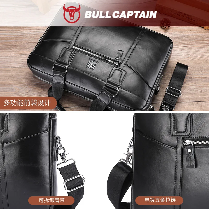 Men's stitching multi-zipper BRIEFCASE real leather business large capacity file cofskin hand carry shoulder computer bag