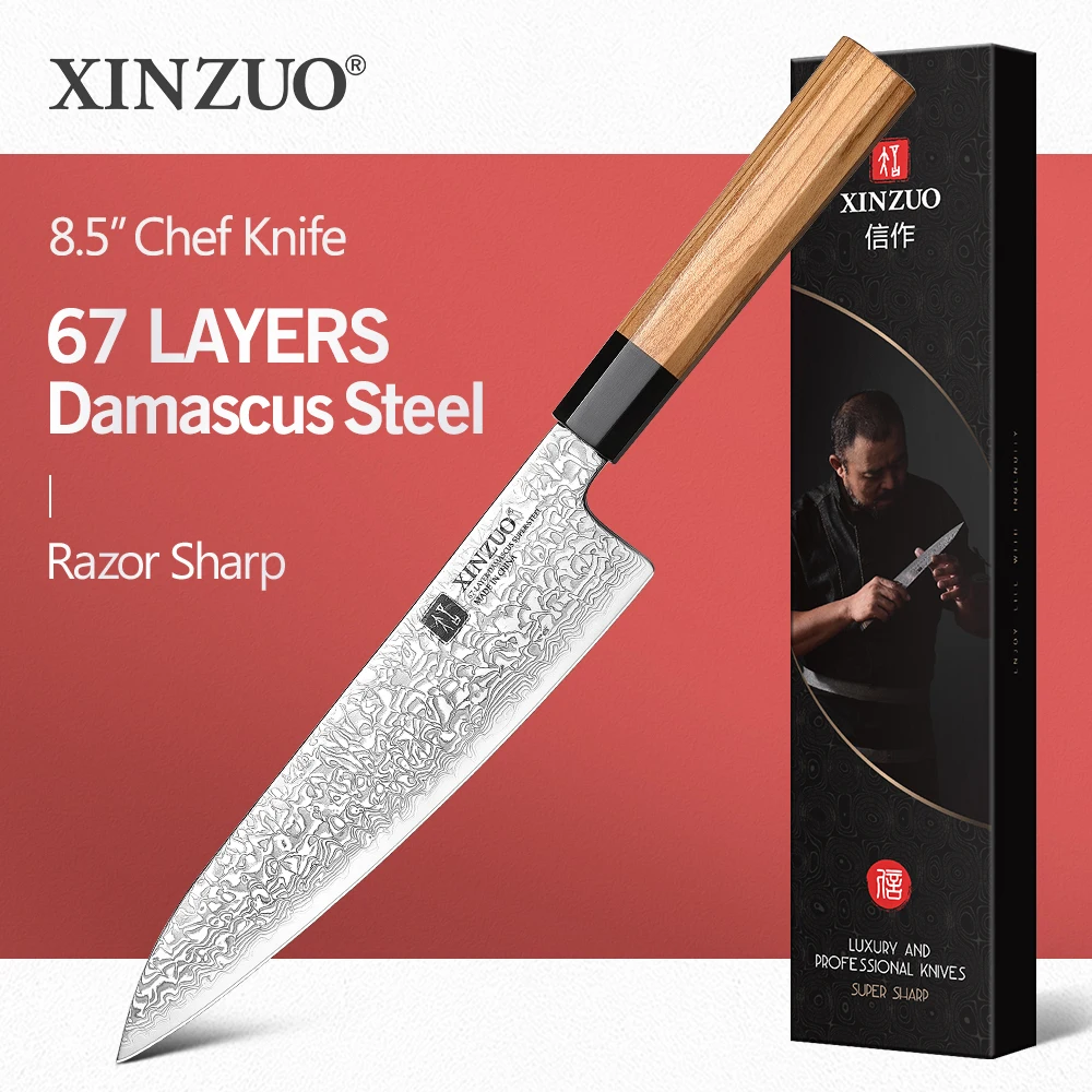 

New XINZUO 8.5'' Chef Knife High Quality Damascus Steel Kitchen Knife Multi-functional Cooking Tools Genuine Damascus Knife