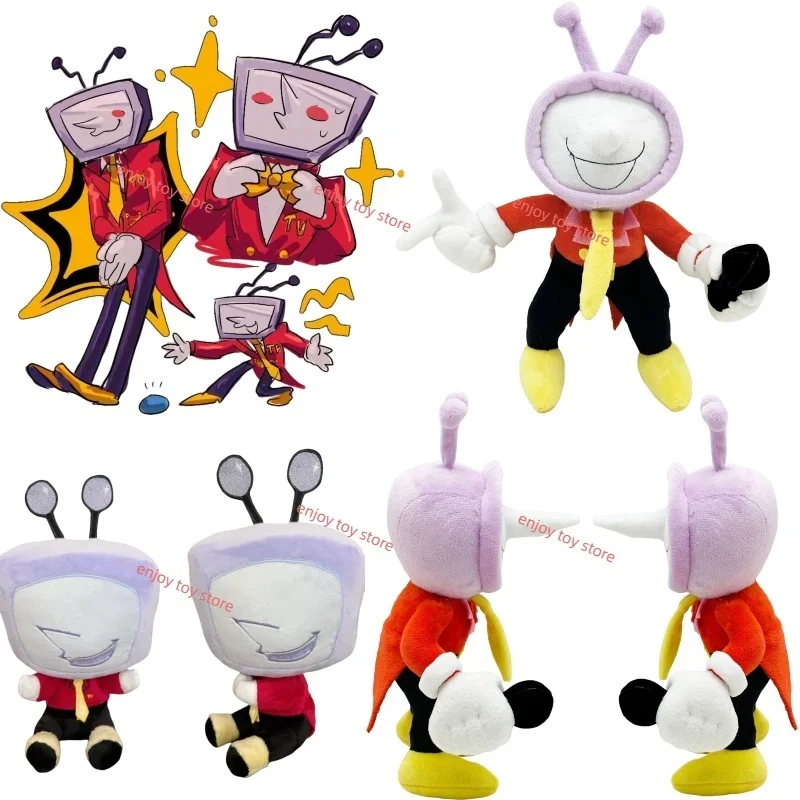 

Anime DELTARUNE Tenna Plush Triangle Rune Plush Toy Doll 29cm Cute Purple TV Man Handheld Microphone Collection Toy For Kid Gift