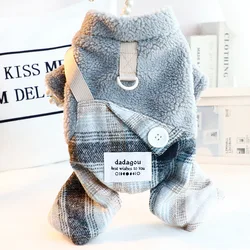 Autumn/Winter Dog Outfit Thick Plaid Warm Dog Jumpsuit Overalls Chihuahua Teddy  Dog Clothes for Small Dogs