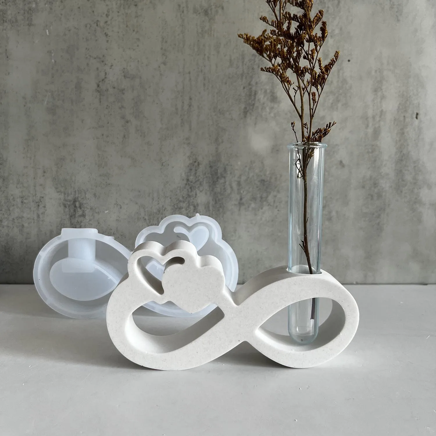 Band Herz Hydrokultur Vase Silikon Form DIY Gips Gips Vase Ornamente Dekoration Formen Für Epoxidharz Machen
