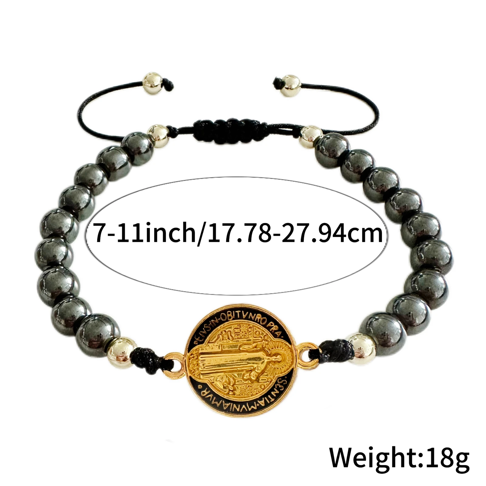 2 قطعة أساور سان بينيتو قابل للتعديل الهيماتيت سوار للنساء الرجال سانت بنديكت ميدالية قلادة حماية نعمة سحر