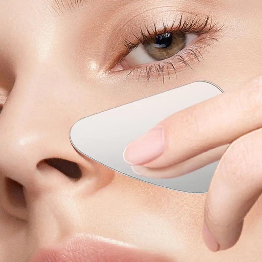 الفولاذ المقاوم للصدأ غوا شا أدوات الوجه الوجه مدلك أداة تنظيف الرؤوس السوداء تشديد تدليك الجلد غواشا الجمال أداة #4