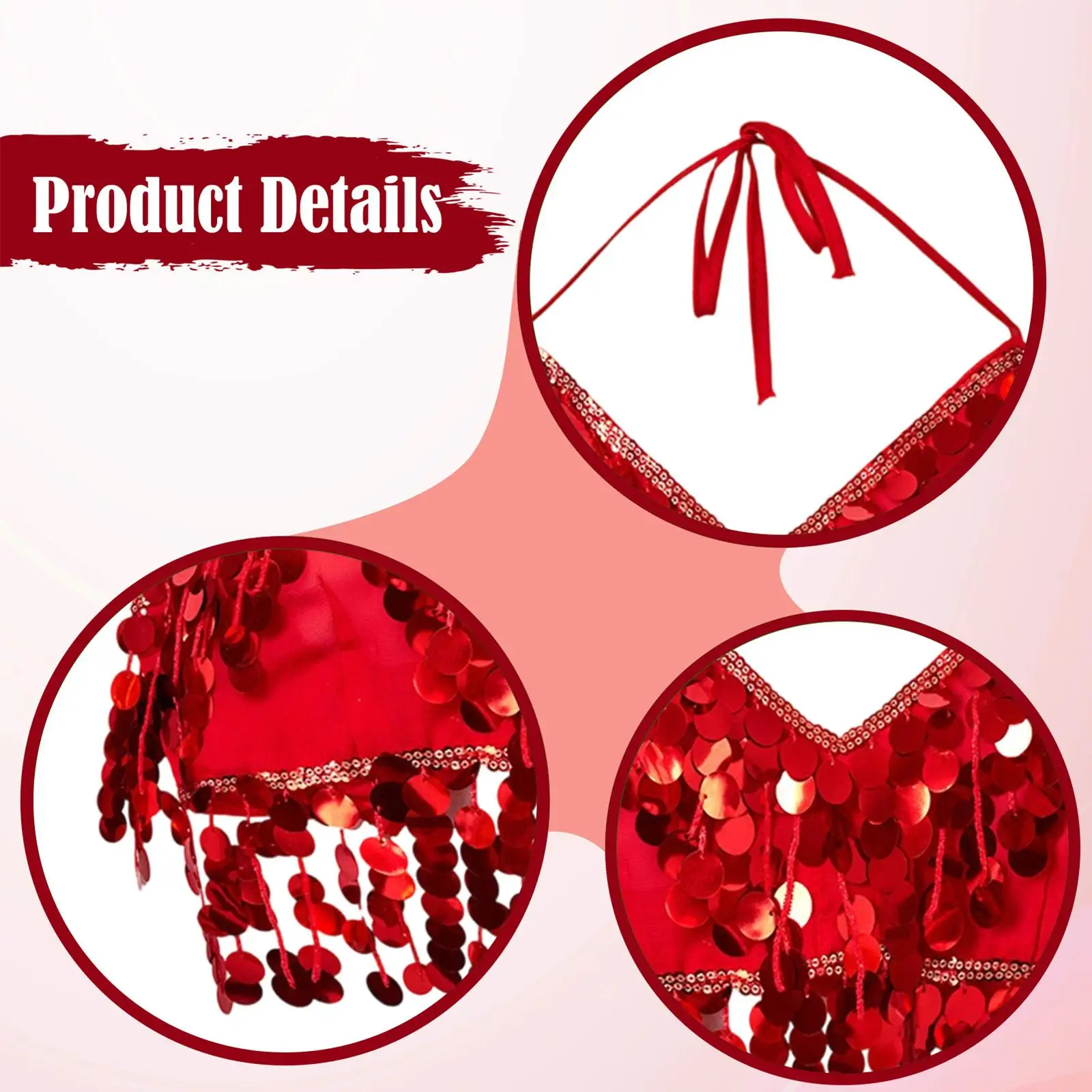 เสื้อชั้นในเต้นระบำหน้าท้องสำหรับการแสดง งานรื่นเริง ประดับเลื่อมระยิบระยับ พู่ห้อย สำหรับผู้หญิง