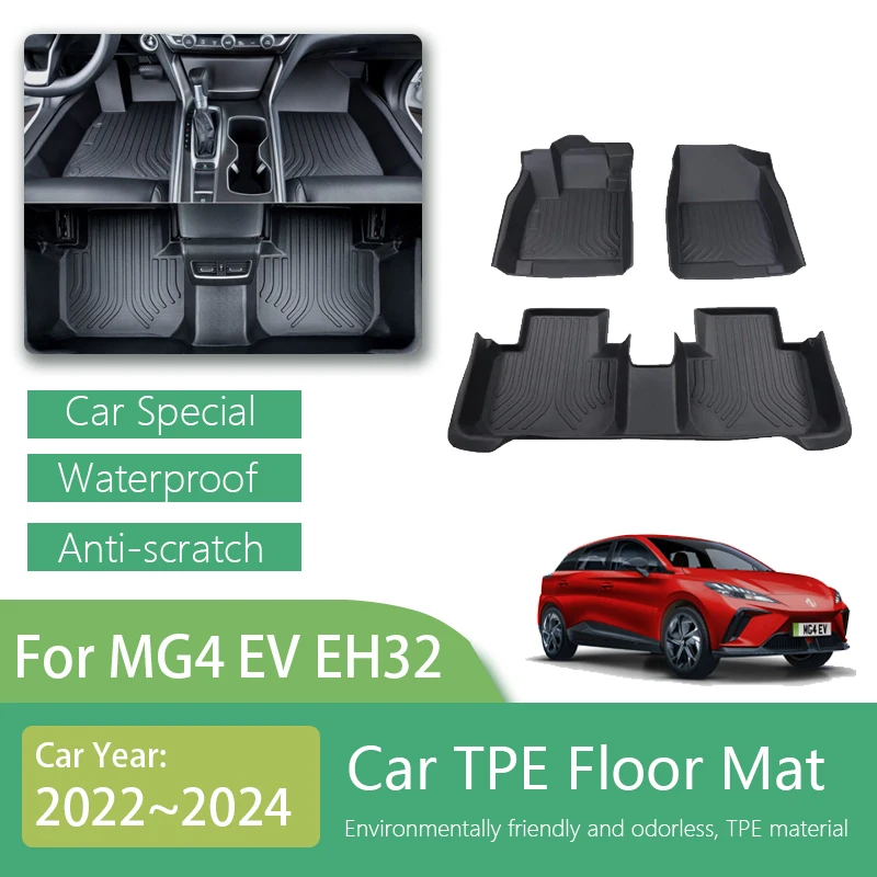 Car Floor Mats For MG4 EV MG 4 EV MULAN EH32 2022 2023 2024 2025 Dirt-resistant Mud Carpet TPE Foot Pads Tappeto Car Accessories