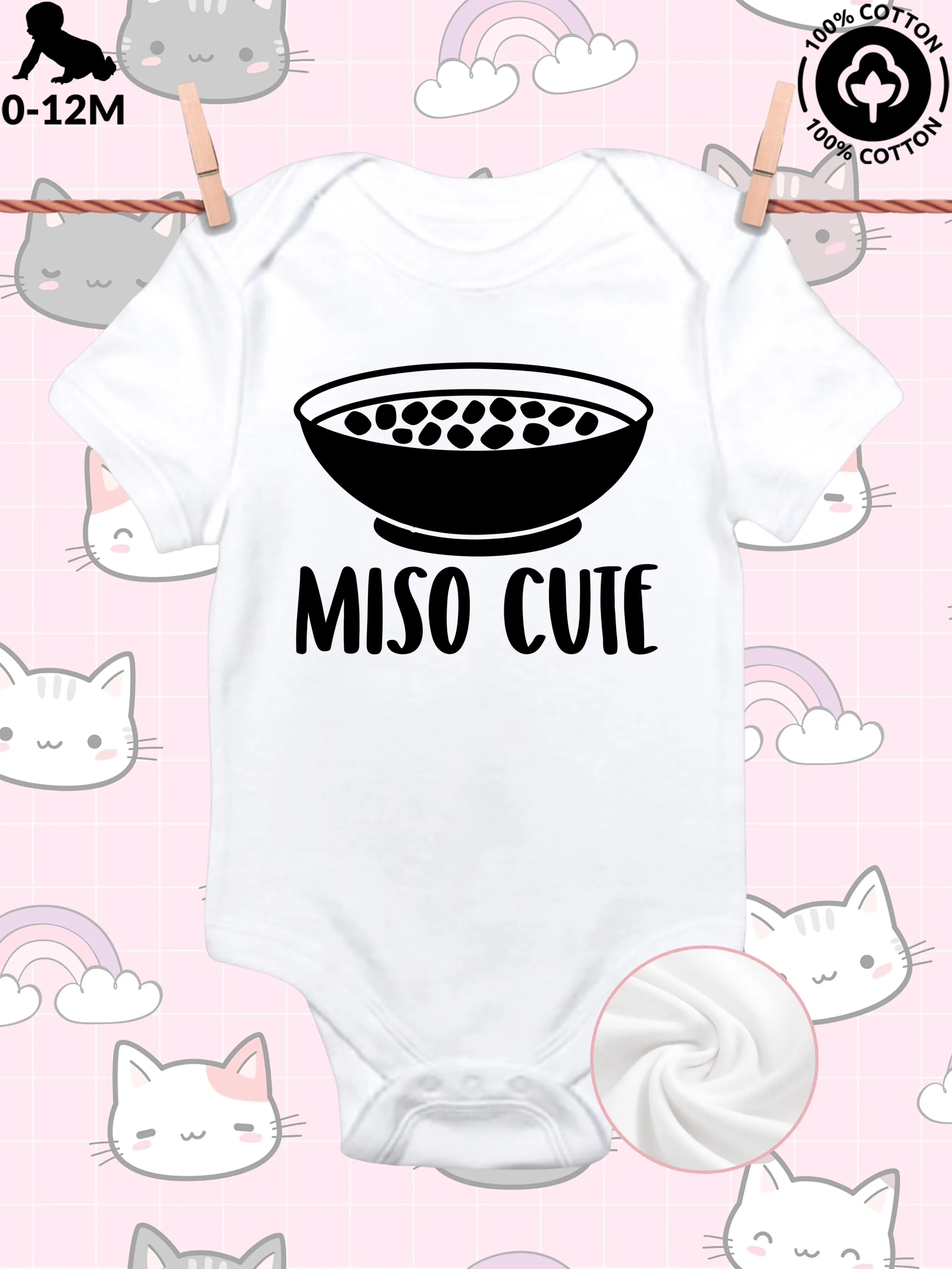 

Детский комбинезон-слип Miso Cute унисекс, из чистого хлопка, мягкий, всесезонный, белый, 190 г/м²