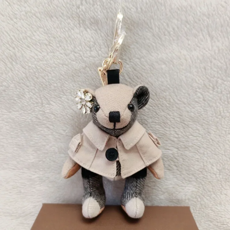 

Bear pendant cashmere plaid teddy bear gift creative doll car keychain car hanging couple bag pendant
