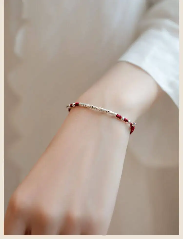 2025 New Style Exam Success Postgraduate Entrance Pure Silver Bracelet Unisex Bamboo Joint Blessing Jewelry Festival Gift