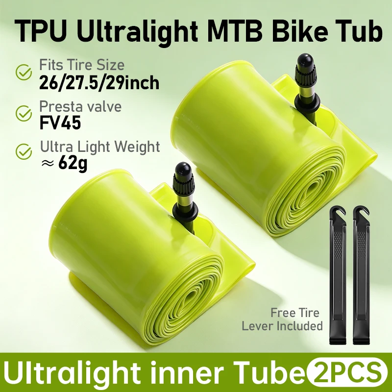 Bike Inner Tube Ultralight TPU Hose Metal Presta Valve FV45 with Removable Core Bike Accessories For MTB1.75-2.4 MTB 29/27.5/26