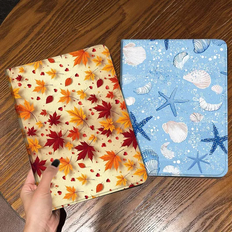 Maple Leaf Starfish Gift For iPad Pro Air Mini 2 3 4 5 6 7 6th 7th 10th 11th 10.2 9.7 10.5 11 Foldable Tablet Case