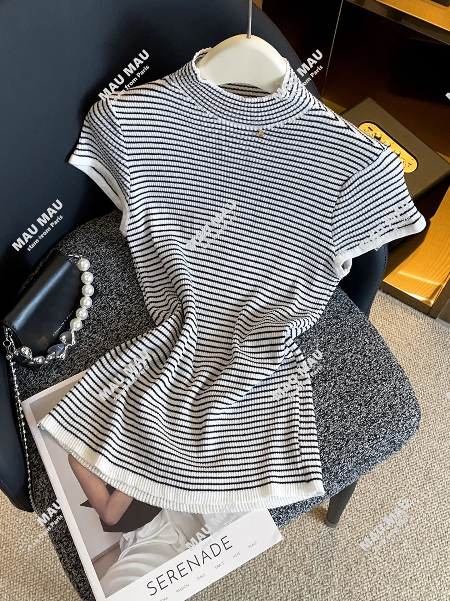 

Утягивающая трикотажная футболка в полоску, осеннее новое поступление, женский модный топ, дышащий, удобный, повседневный...