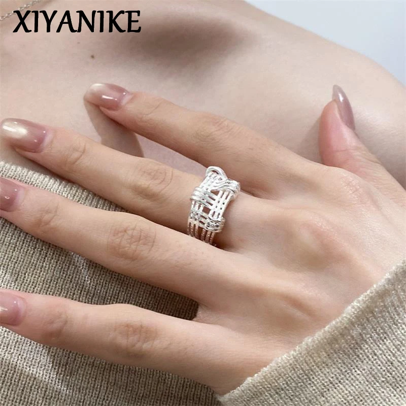 

XIYANIKE Texture Hollow Weave Open Rings For Women Bohemia Fashion New Jewelry Gift Party Office Dropshipping anillos