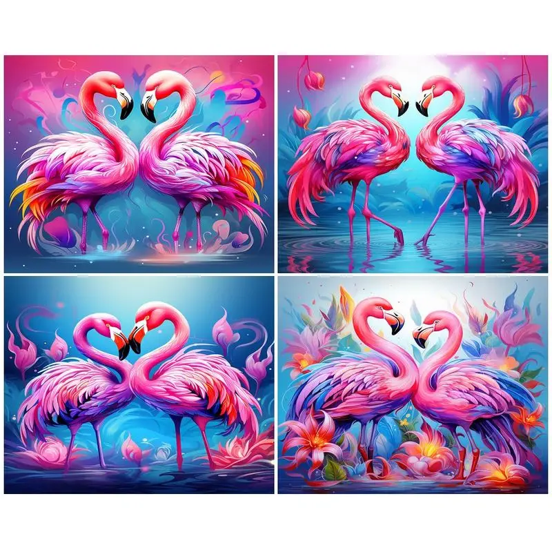 

CHENISTORY DIY Painting By Number Two Flamingos HandPainted Paintings Art Drawing On Canvas Gift Pictures By Numbers Home Decor