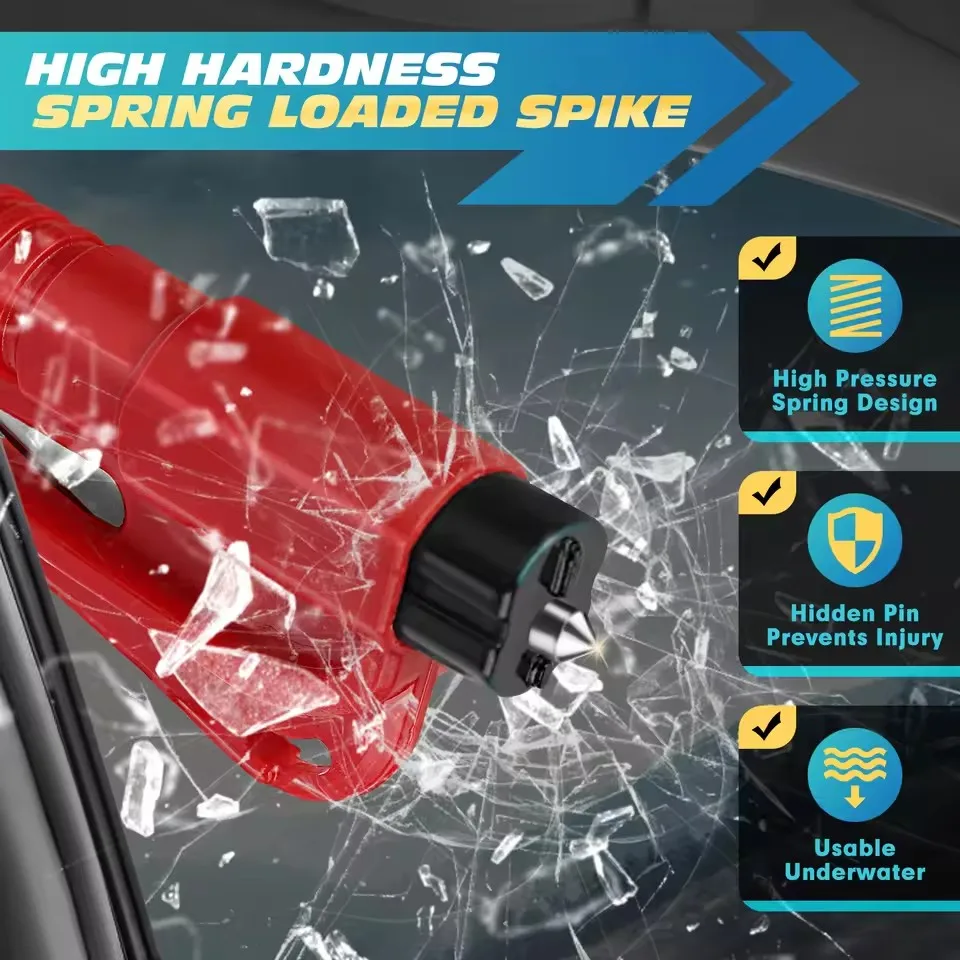 Safety Hammer Car Escape Tool 3-in-1 Window Breaker Seat belt Cutter Compact Emergency Hammer Escape Tool for Car Accessories view 3