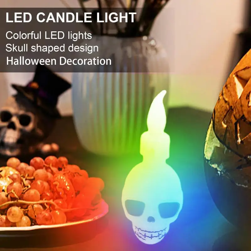 

Halloween Skull LED Light Halloween LED Lamp Flameless Candle Halloween Indoor Home Decor Haunted House Decor Battery-Operated