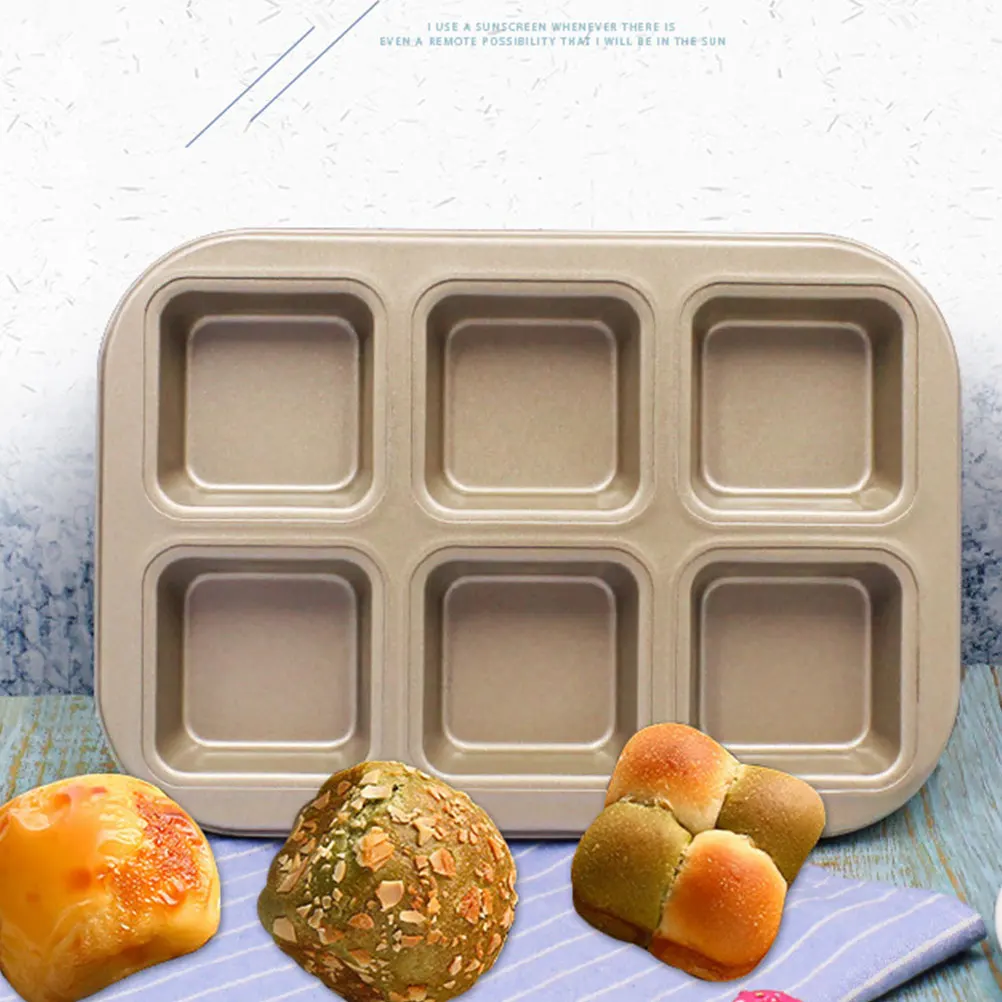

Square Baking Tray Nonstick Cake Mould 6 Compartment Household Kitchen Tool Premium Carbon Steel Heat Resistant For Home