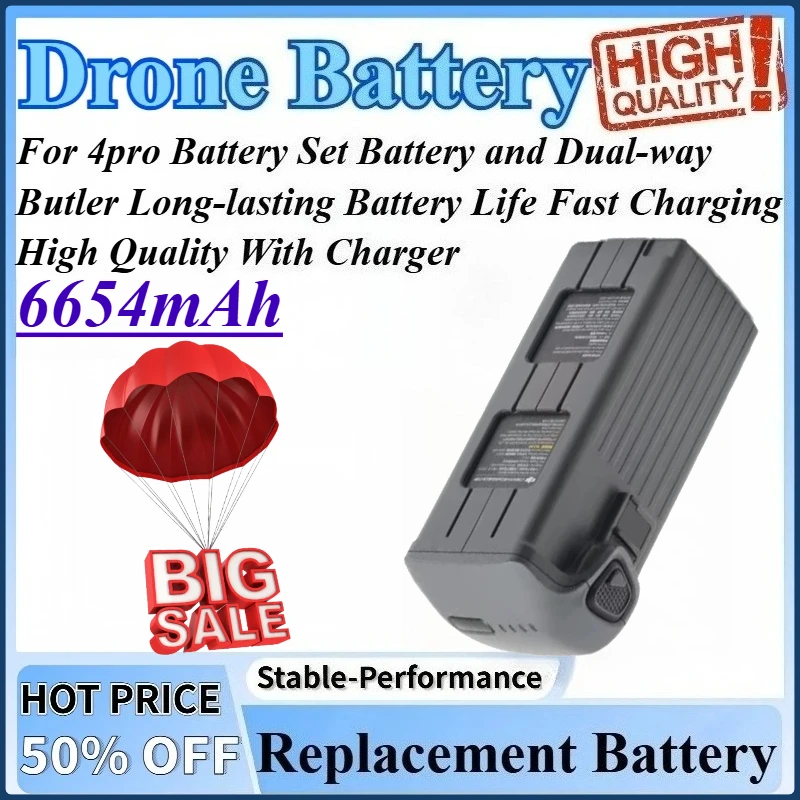 

6654mAh For 4pro High Quality Battery Set Battery and Dual-way Butler Long-lasting Battery Life Fast Charging With Charger